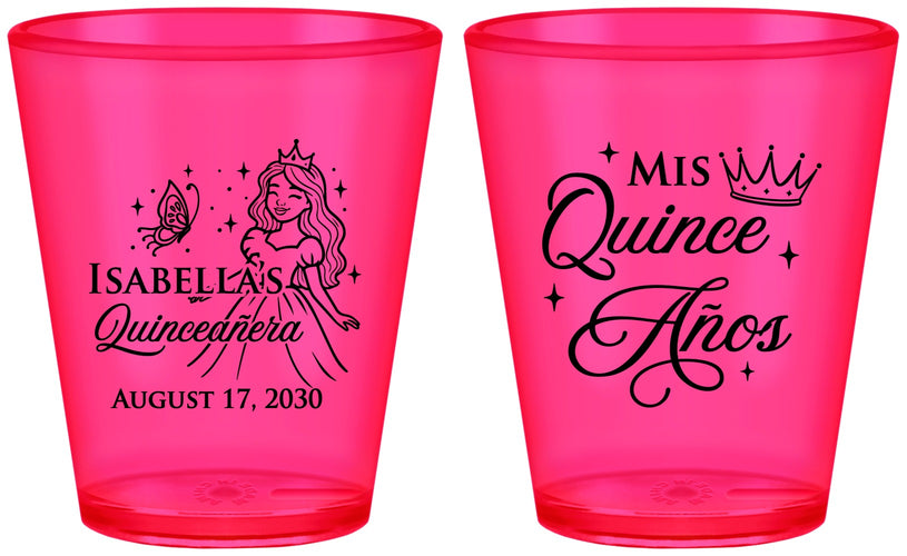 Custom Quinceanera Plastic Shot Glasses - Mis Quince Anos | 70012