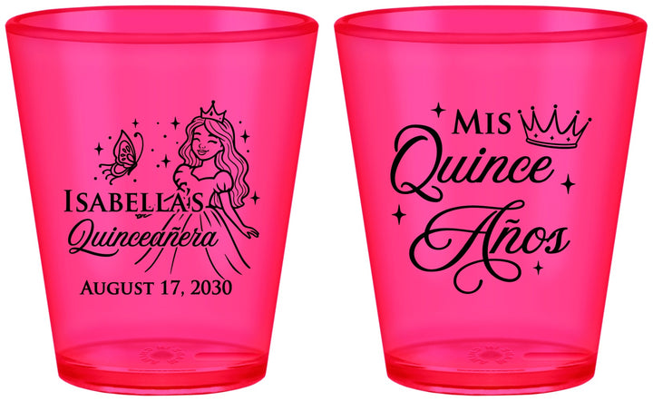 Custom Quinceanera Plastic Shot Glasses - Mis Quince Anos | 70012