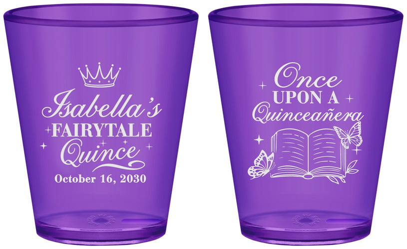 Custom Quinceanera Plastic Shot Glasses - Once Upon A Quince | 70013
