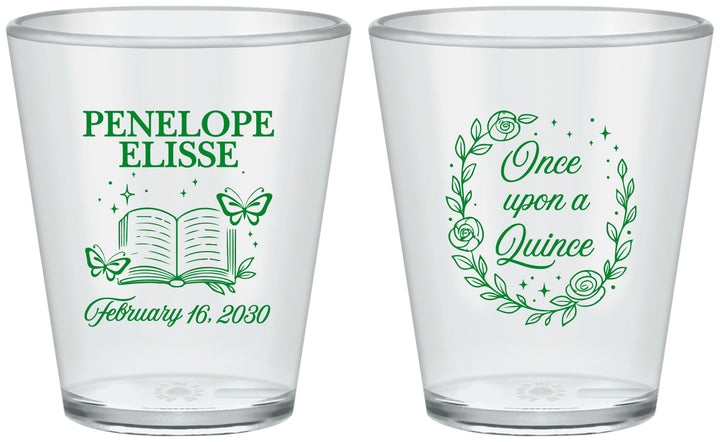 Custom Quinceanera Plastic Shot Glasses - Once Upon A Quince | 70014