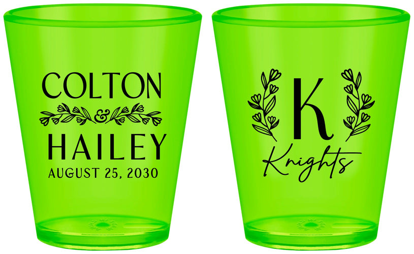 Custom Wedding Plastic Shot Glasses - Monogram | 800