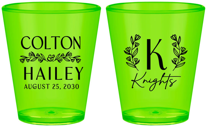 Custom Wedding Plastic Shot Glasses - Monogram | 800