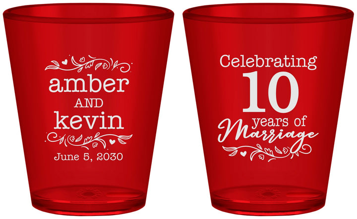 Custom Anniversary Plastic Shot Glasses - 10 Years Of Marriage | 80000