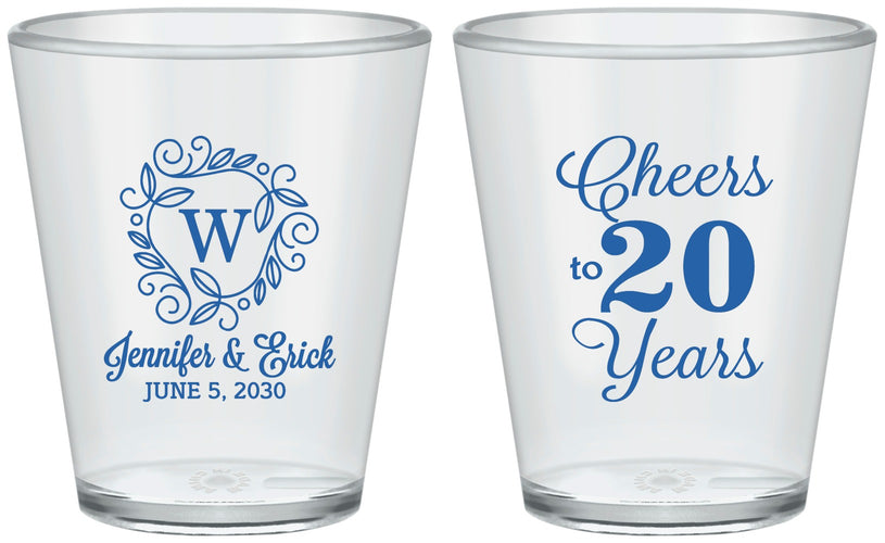 Custom Anniversary Plastic Shot Glasses - Cheers To 20 Years | 80001
