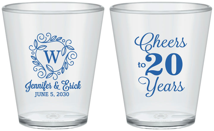 Custom Anniversary Plastic Shot Glasses - Cheers To 20 Years | 80001