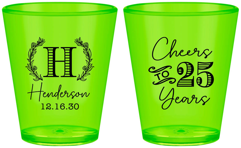 Custom Anniversary Plastic Shot Glasses - Cheers To 25 Years | 80002