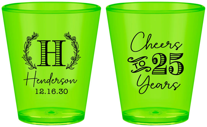 Custom Anniversary Plastic Shot Glasses - Cheers To 25 Years | 80002