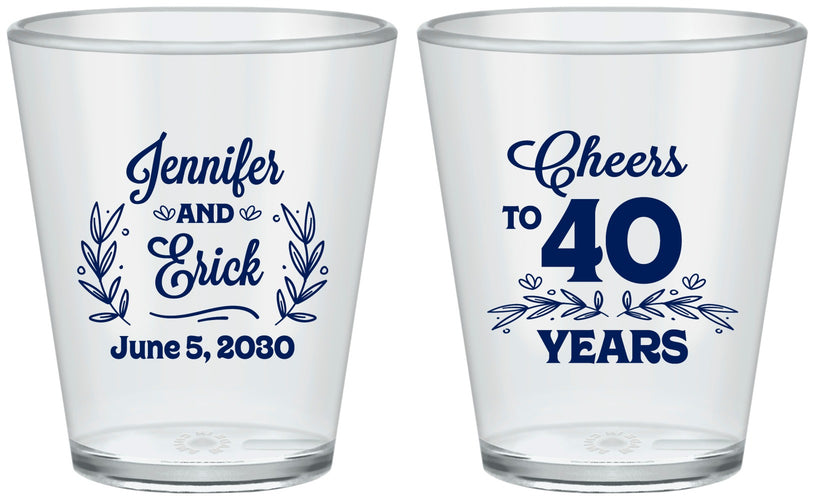 Custom Anniversary Plastic Shot Glasses - Cheers To 40 Years | 80005