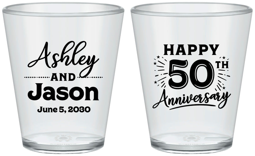 Custom Anniversary Plastic Shot Glasses - 50th Wedding | 80007