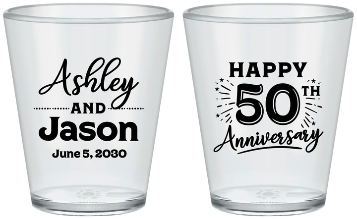 Custom Anniversary Plastic Shot Glasses - 50th Wedding | 80007