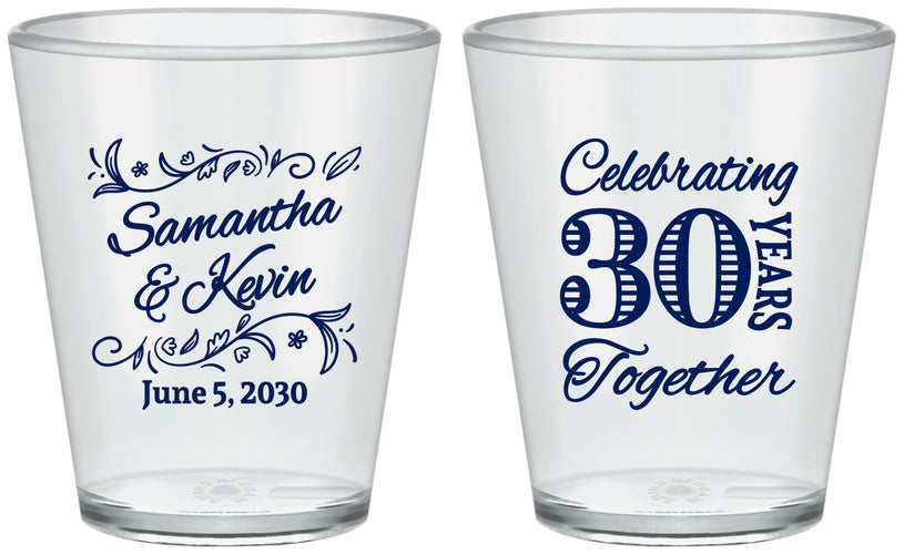 Custom Anniversary Plastic Shot Glasses - 30 Years Together | 80013