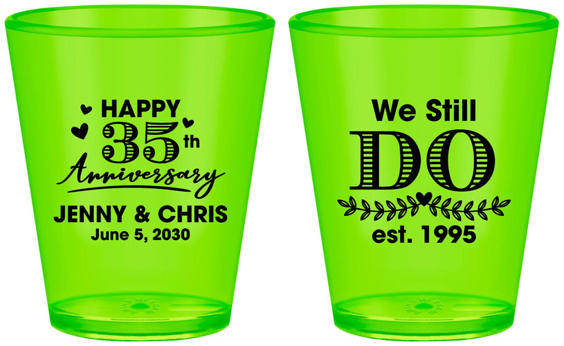 Custom Anniversary Plastic Shot Glasses - 35th Wedding | 80014