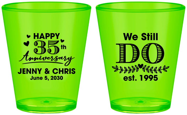 Custom Anniversary Plastic Shot Glasses - 35th Wedding | 80014