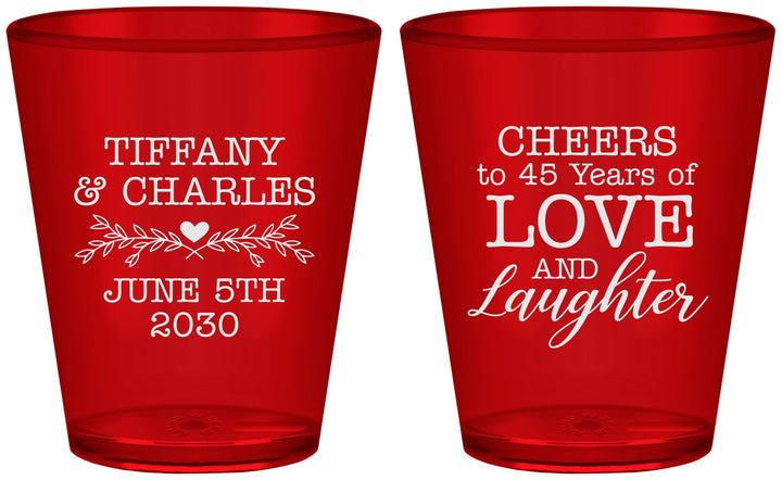 Custom Anniversary Plastic Shot Glasses - Cheers To 45 Years | 80016
