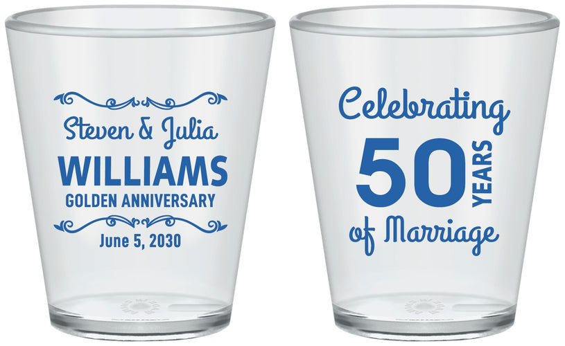 Custom Anniversary Plastic Shot Glasses - 50 Years Of Marriage | 80017