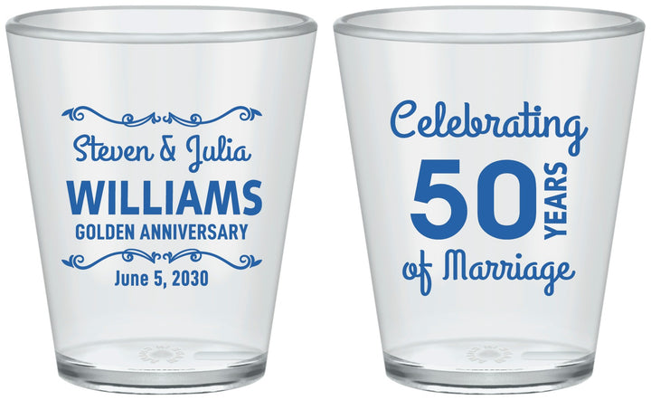 Custom Anniversary Plastic Shot Glasses - 50 Years Of Marriage | 80017