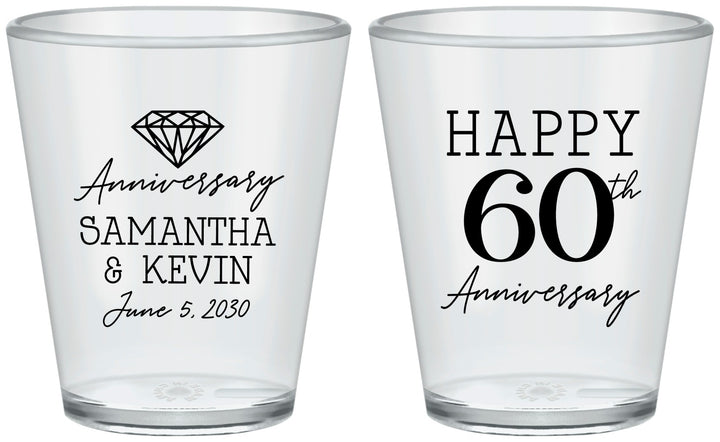 Custom Anniversary Plastic Shot Glasses - 60th Wedding | 80019