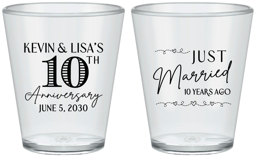 Custom Anniversary Plastic Shot Glasses - 10 Years Down | 80020