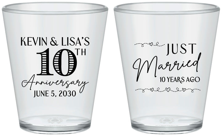 Custom Anniversary Plastic Shot Glasses - 10 Years Down | 80020