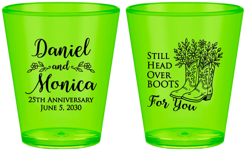 Custom Anniversary Plastic Shot Glasses - 25th Wedding | 80022