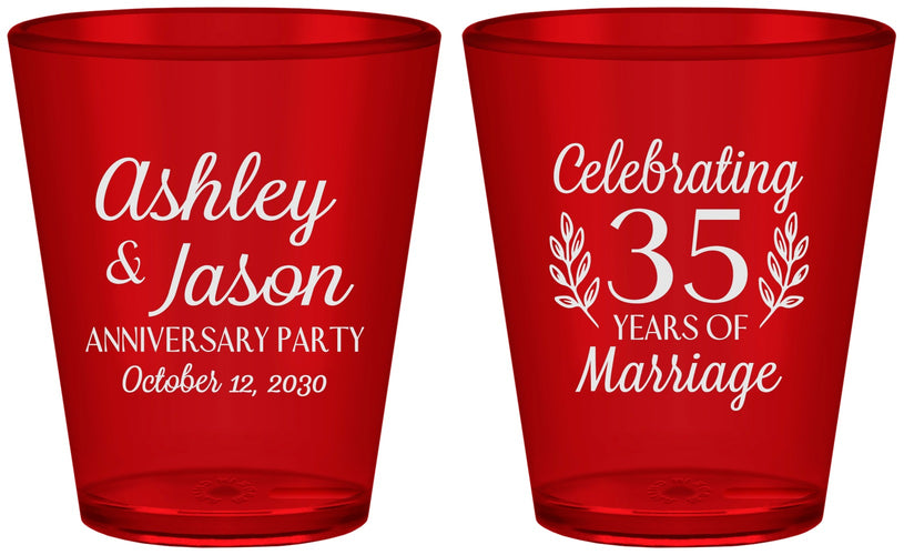 Custom Anniversary Plastic Shot Glasses - 35 Years Of Marriage | 80024