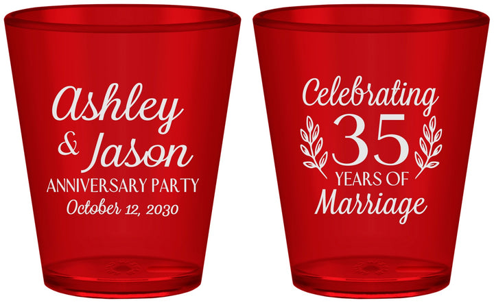 Custom Anniversary Plastic Shot Glasses - 35 Years Of Marriage | 80024