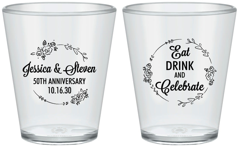 Custom Anniversary Plastic Shot Glasses - 50th Wedding | 80027