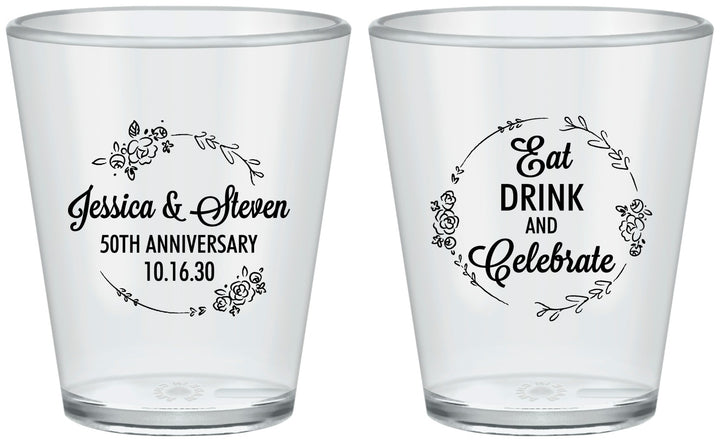 Custom Anniversary Plastic Shot Glasses - 50th Wedding | 80027