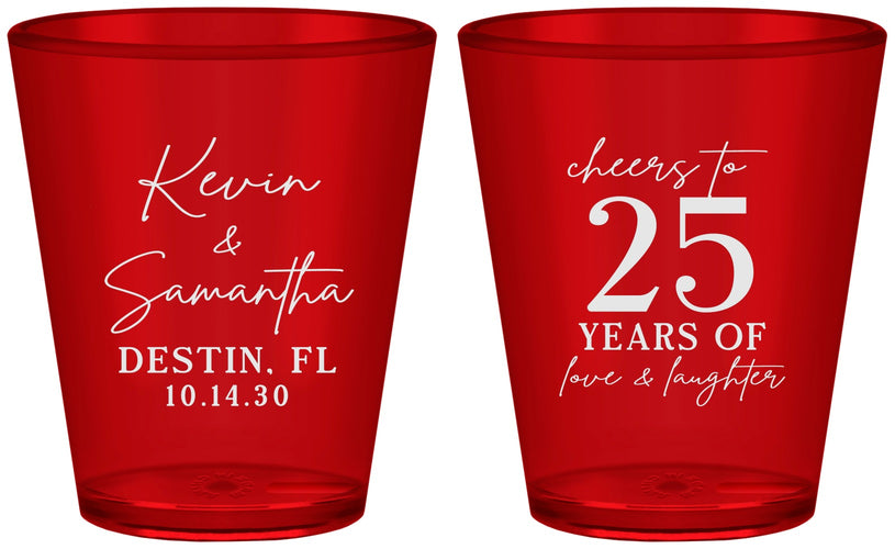 Custom Anniversary Plastic Shot Glasses - 25 Years Of Marriage | 80032