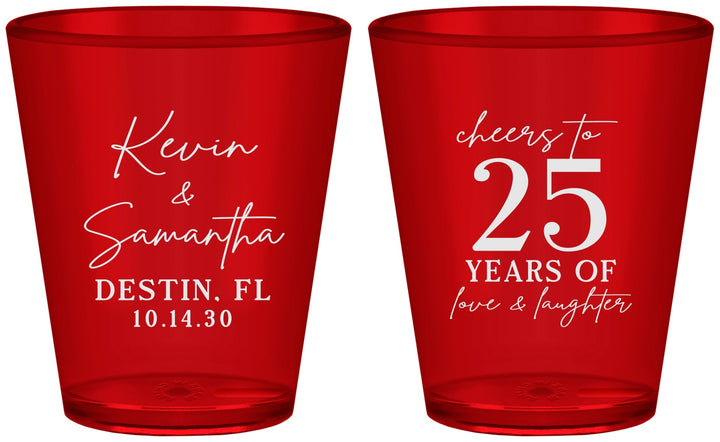 Custom Anniversary Plastic Shot Glasses - 25 Years Of Marriage | 80032