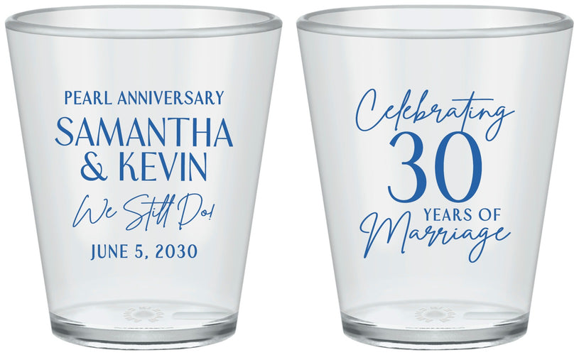 Custom Anniversary Plastic Shot Glasses - 30 Years Of Marriage | 80033