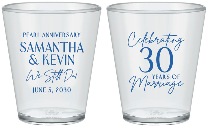 Custom Anniversary Plastic Shot Glasses - 30 Years Of Marriage | 80033