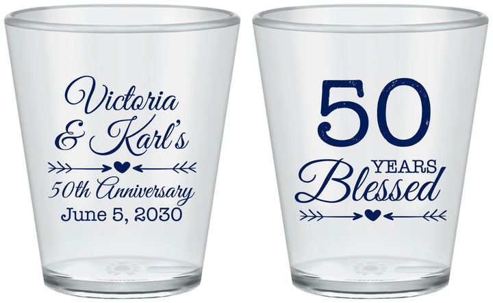 Custom Anniversary Plastic Shot Glasses - 50 Years Blessed | 80037