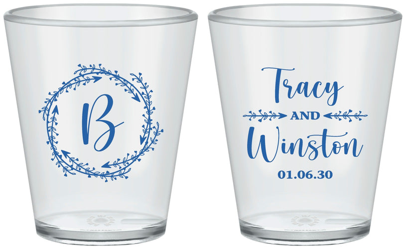 Custom Wedding Plastic Shot Glasses - Monogram | 804