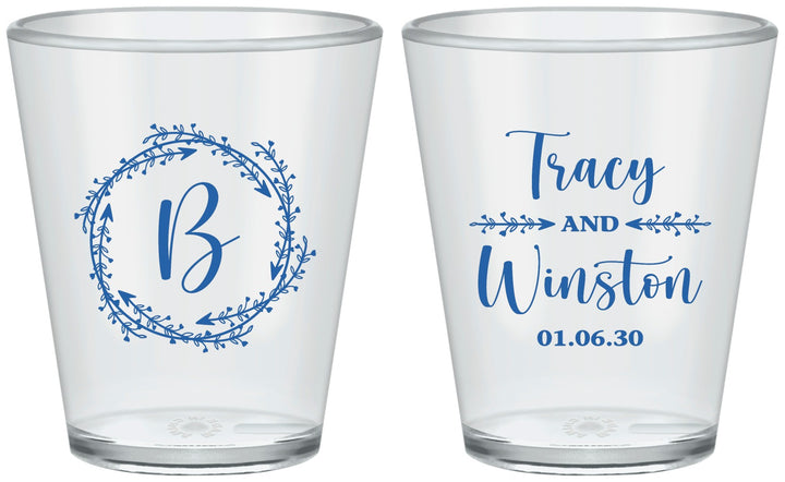 Custom Wedding Plastic Shot Glasses - Monogram | 804