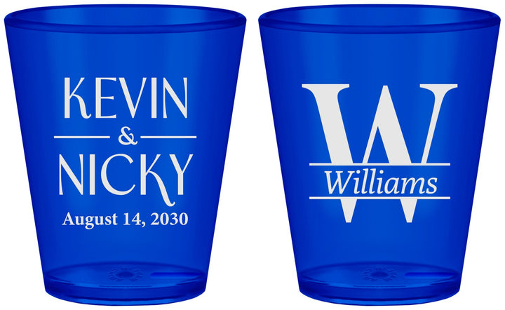 Custom Wedding Plastic Shot Glasses - Monogram | 806