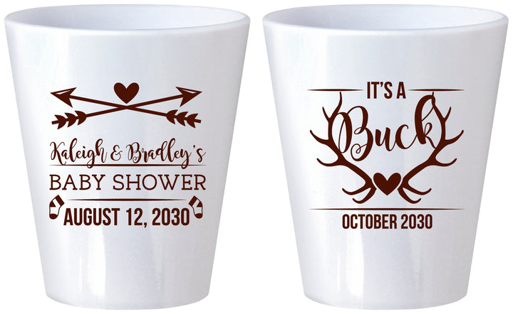 Custom Baby Shower Plastic Shot Glasses - It’s A Buck Antler | 90000