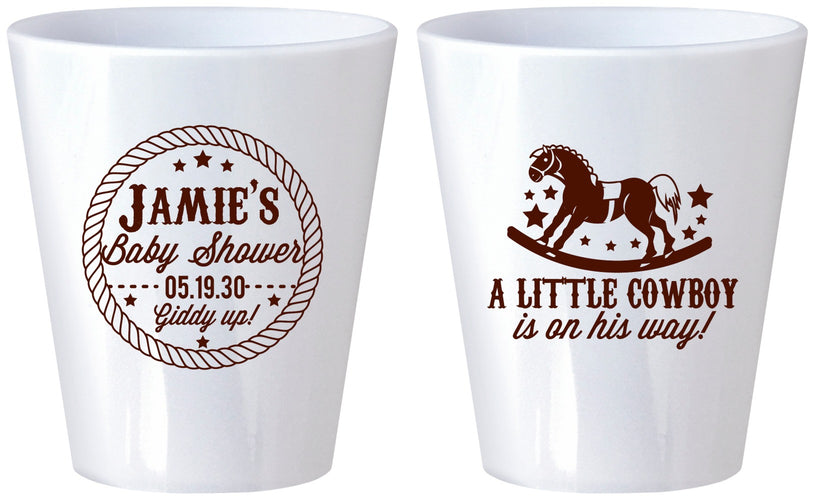 Custom Baby Shower Plastic Shot Glasses - Little Cowboy | 90003