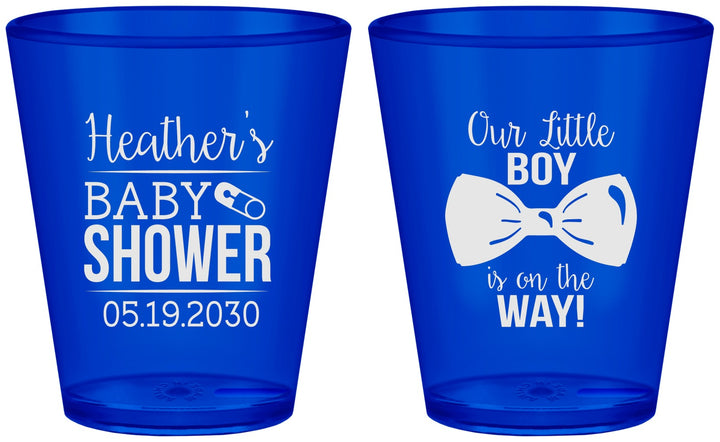 Custom Baby Shower Plastic Shot Glasses - Little Boy Is On The Way | 90005