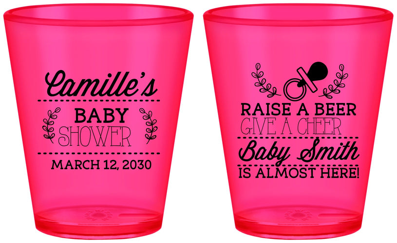 Custom Baby Shower Plastic Shot Glasses - Raise A Beer | 90008