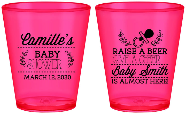Custom Baby Shower Plastic Shot Glasses - Raise A Beer | 90008