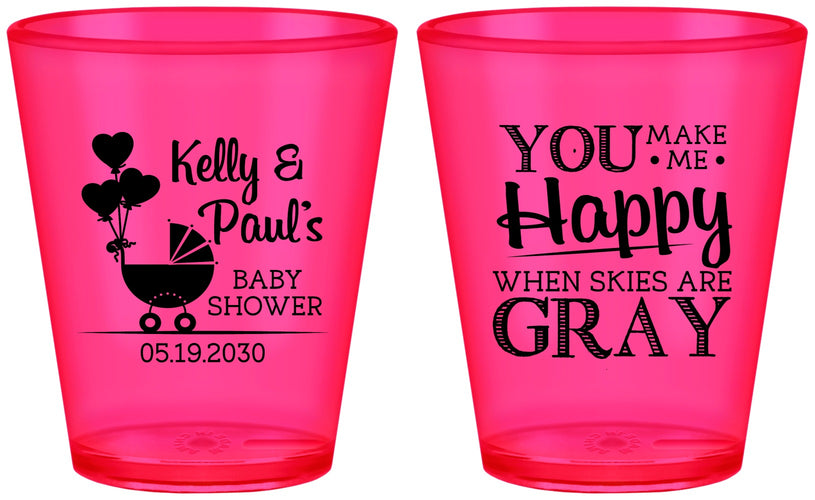 Custom Baby Shower Plastic Shot Glasses - You Make Me Happy | 90010