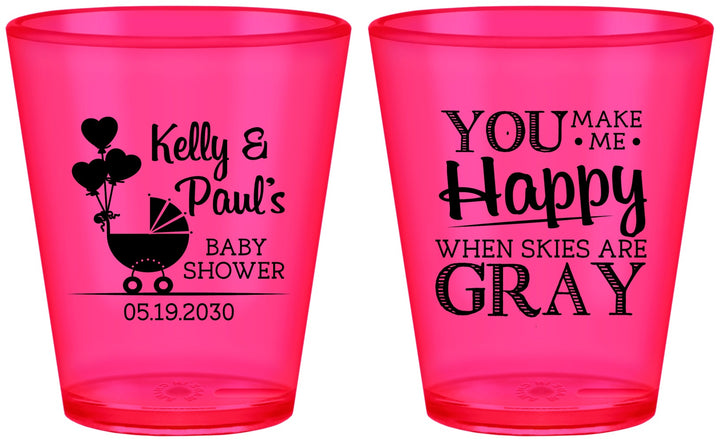 Custom Baby Shower Plastic Shot Glasses - You Make Me Happy | 90010
