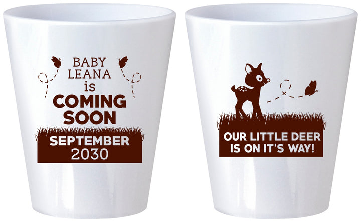 Custom Baby Shower Plastic Shot Glasses - Little Deer On The Way | 90011
