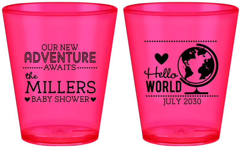 Custom Baby Shower Plastic Shot Glasses - Hello World | 90013