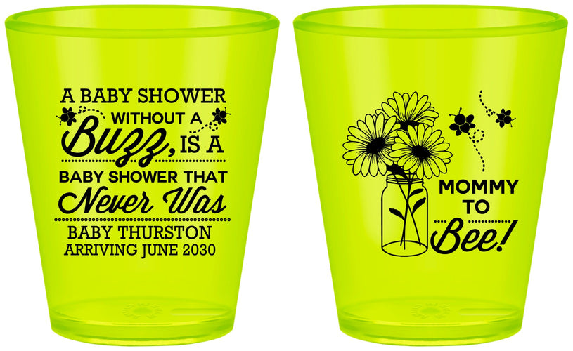 Custom Baby Shower Plastic Shot Glasses - Mommy To Bee | 90016