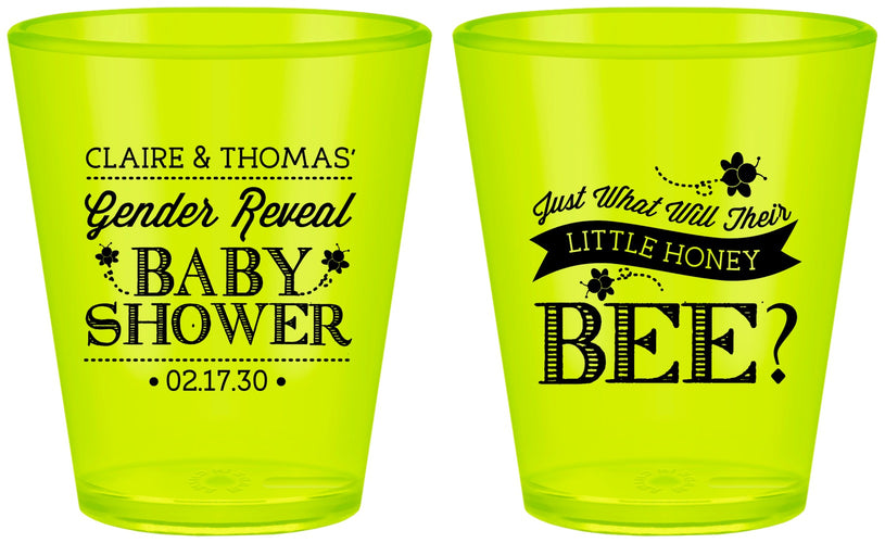 Custom Baby Shower Plastic Shot Glasses - Little Honey Bee | 90018