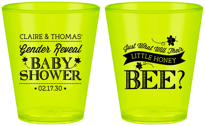 Custom Baby Shower Plastic Shot Glasses - Little Honey Bee | 90018