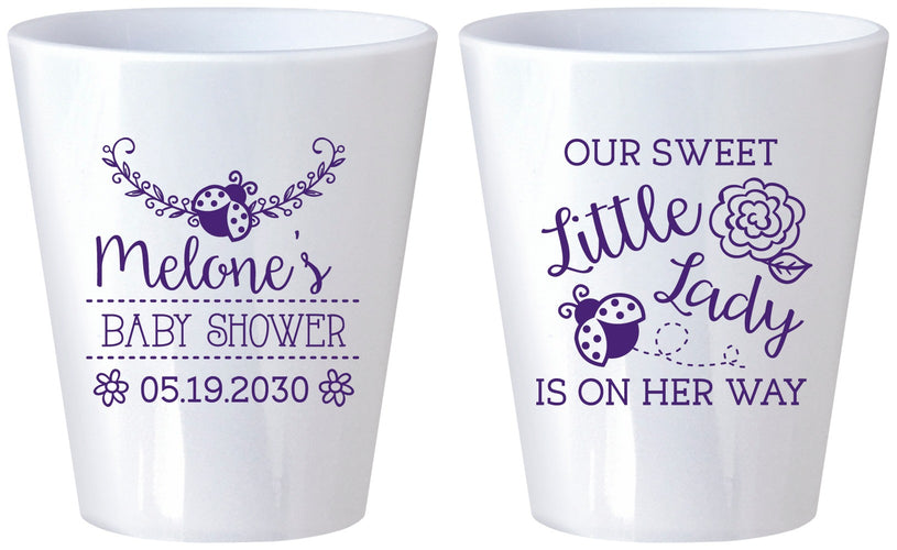 Custom Baby Shower Plastic Shot Glasses - Little Lady On The Way | 90021