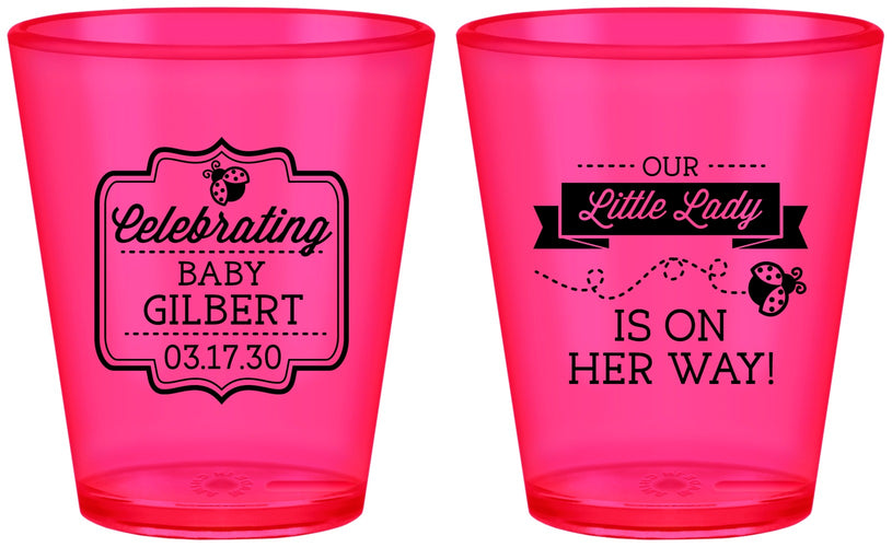 Custom Baby Shower Plastic Shot Glasses - Little Lady On The Way | 90022